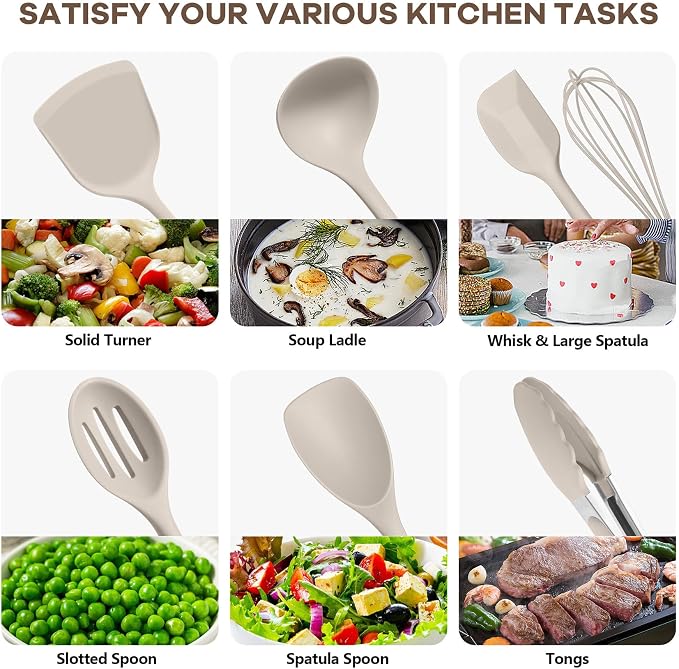 TeamFar Kitchen Cooking Utensils, 446°F Heat Resistant Kitchen Gadgets Tools - Image 6
