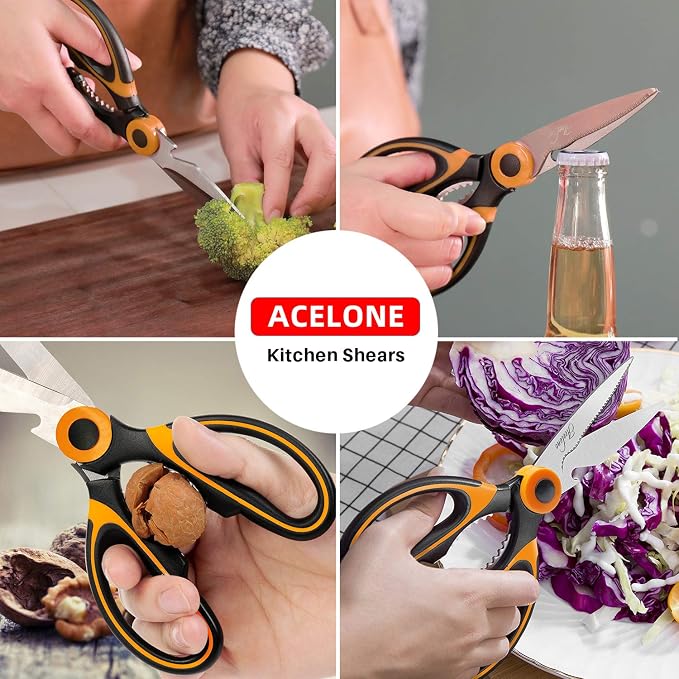 Acelone Kitchen Shears, Premium Heavy Duty Shears Ultra Sharp Stainless Steel - Image 4