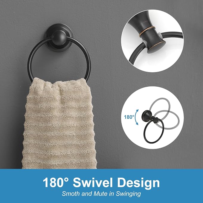 RUMOSE Toilet Paper Holder and Hand Towel Ring Oil Rubbed Bronze Wall Mount - Image 3