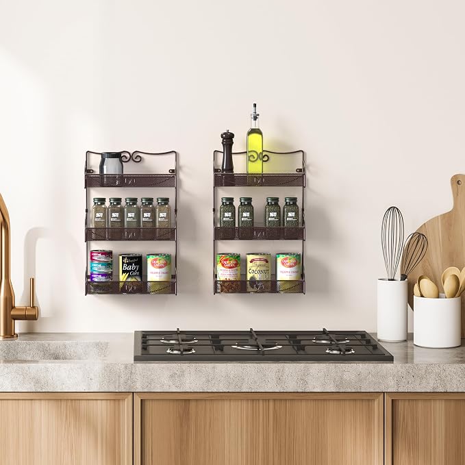 Deco Brothers 3 Tier Wall Mounted Spice Rack, 2 Pack - Image 2