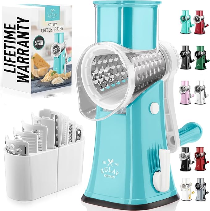 Zulay Kitchen Rotary Cheese Grater 5 Blade Cheese Shredder by ZulayKitchen