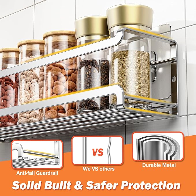 Bunoxea Spice Rack wall mounted 2 Pack, Space-Saving Spice Organizer - Image 5