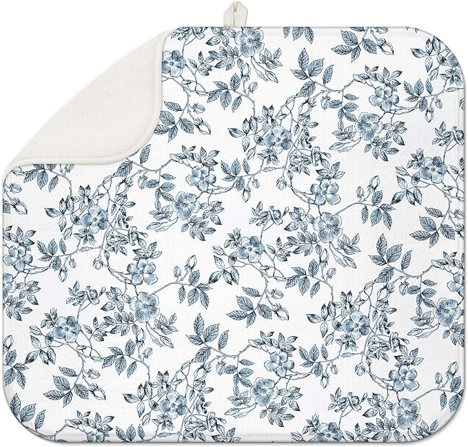 Floral Spring Small Dish Drying Mat by Scritism