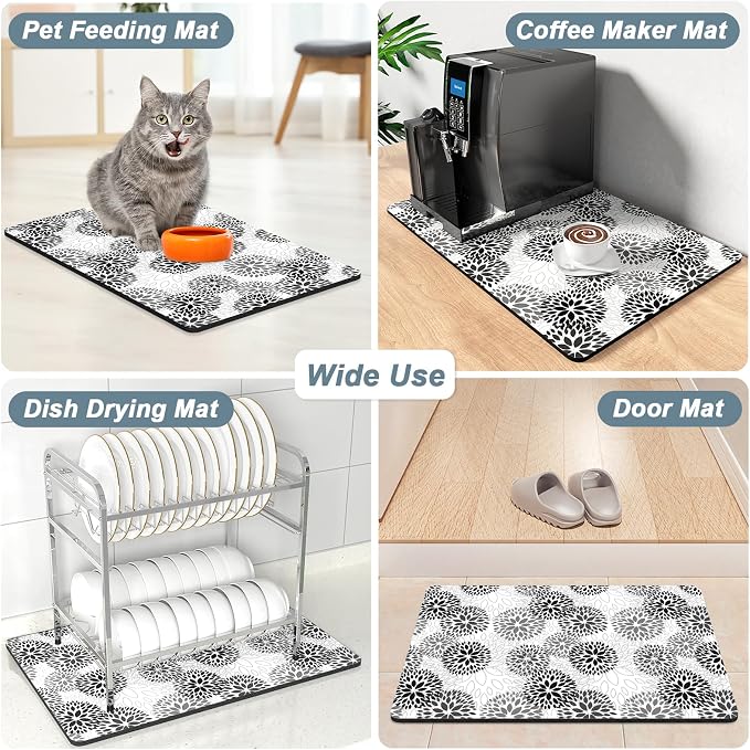 Rnivvi Coffee Mat, Hide Stain Rubber Backed Absorbent Dish Drying Pad - Image 7