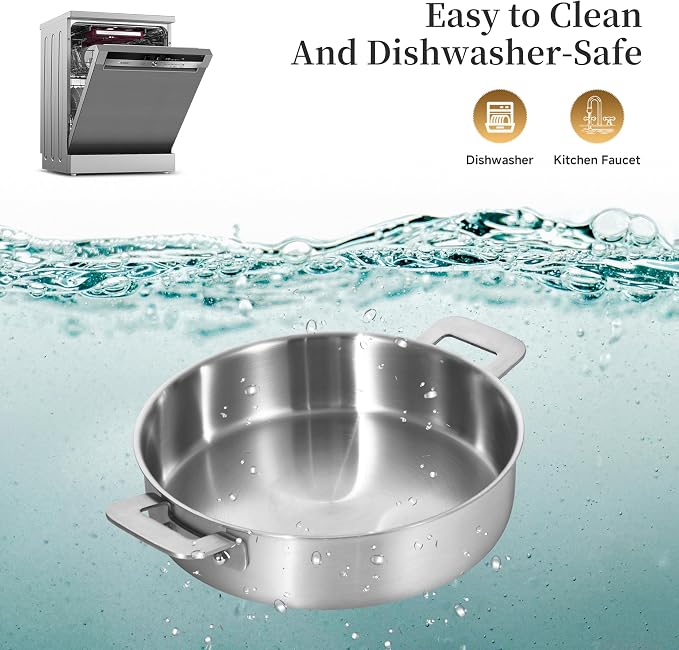 LOLYKITCH 8.5-10 Inch Tri-Ply Stainless Steel Frying Pans and 12 Inch Sauté Pan - Image 5