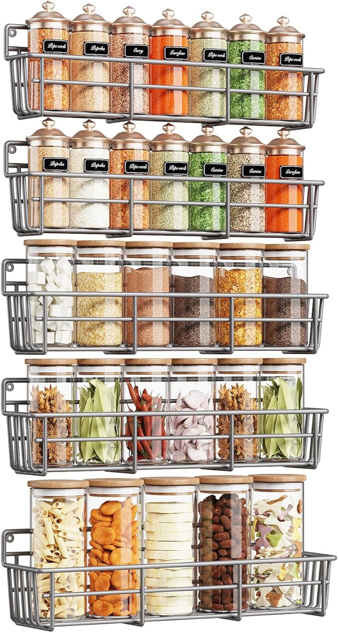 Mystozer 5 Pack Spice Rack Seasoning Organizer Wall Mount, Spice Storage Spice by Mystozer