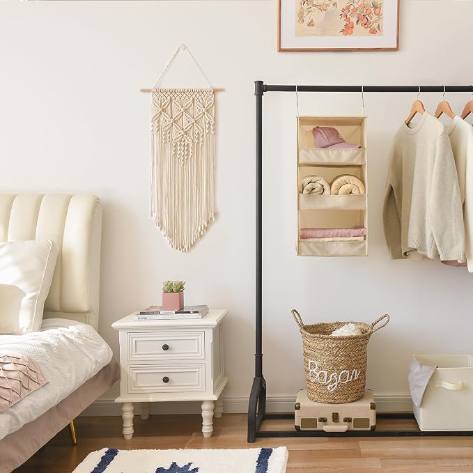 GRANNY SAYS 3-Shelf Hanging Closet Organizer, Khaki Closet Storage Hanging - Image 5