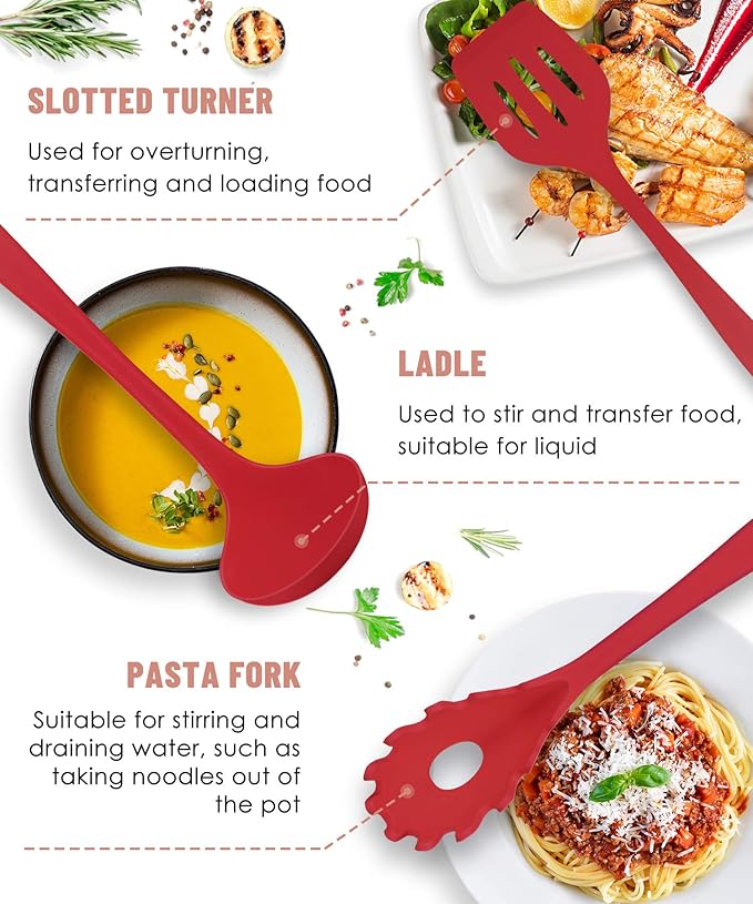 Pranski Kitchen Utensils Set-12 Pieces Silicone Cooking Utensils Set 392°F Heat - Image 4