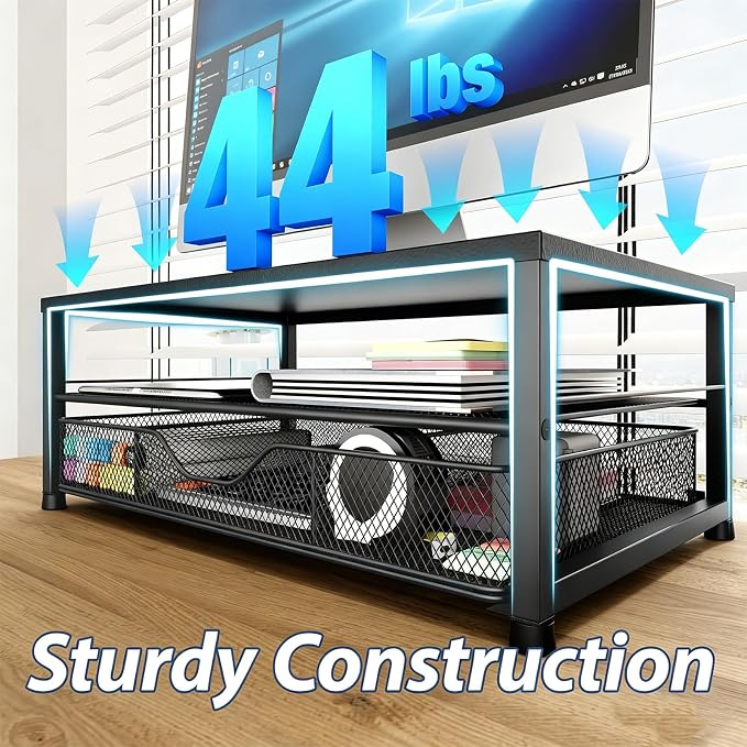 OPNICE Desk Organizer and Accessories, 2-Tier Computer Monitor Stand Riser - Image 5
