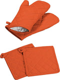 Oven Mitt & Pot Holder 100% Cotton Set of Heat Resistant Oven Gloves & Hot Pads by SoftopiaCotton