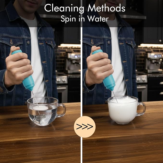 Rechargeable Milk Frother Handheld, 2-IN-1 Dual Spring Whisk Electric Frother - Image 5