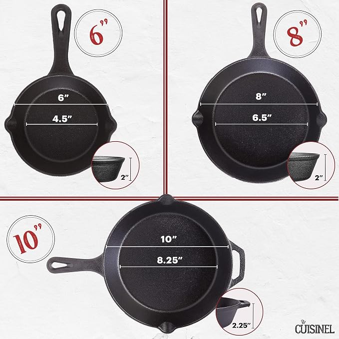 Cuisinel Cast Iron Skillet Set - Image 4