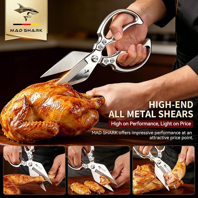 MAD SHARK Heavy Duty Kitchen Scissors, Dishwasher Safe All Purpose Kitchen - Image 2