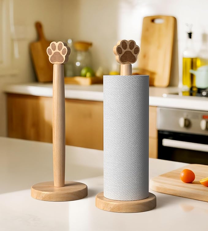 KitchLife Cute Wooden Paper Towel Holder Countertop - Image 6