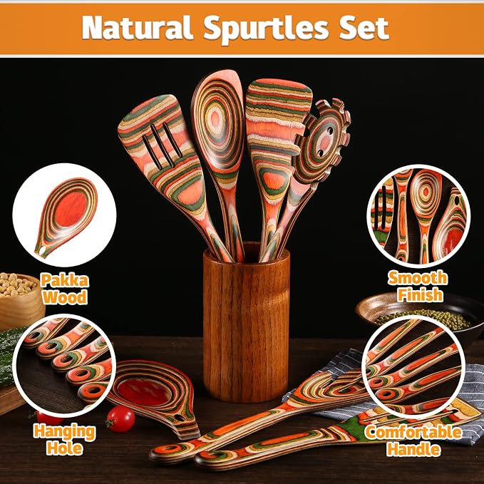 7Pcs Pakkawood Kitchen Utensils Set - Image 3
