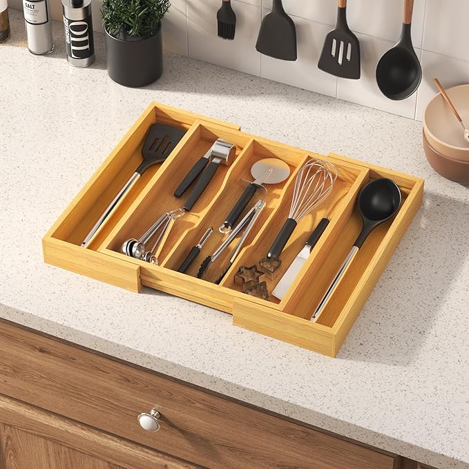 Lifewit Utensil Organizer for Kitchen Drawer, Expandable Cooking Utensil Tray - Image 5