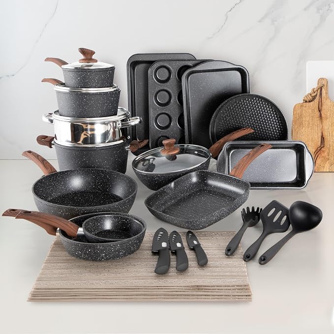 30 Piece Pots and Pans Set Non Stick, Granite Induction Cookware Sets, Nonstick - Image 9