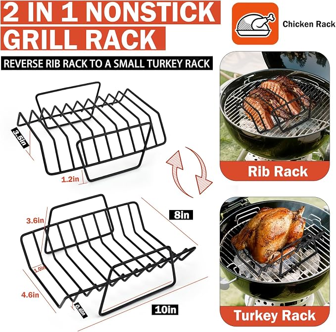 Roasting Rack for Turkey, Non-Stick Safe Coating Heavy-duty Turkey Rack for - Image 2