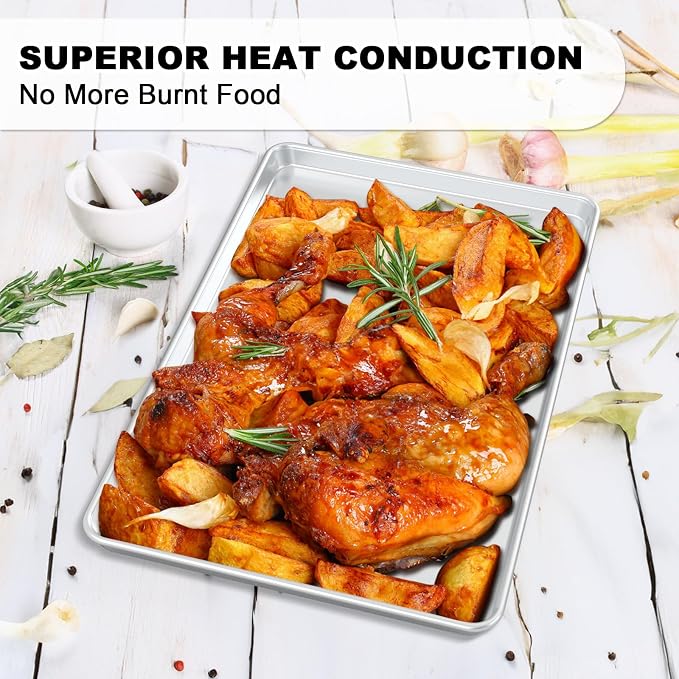 Half Sheet Pans with Rack Set, 13 Inch Commercial Quality Baking Sheet Pan Set - Image 5