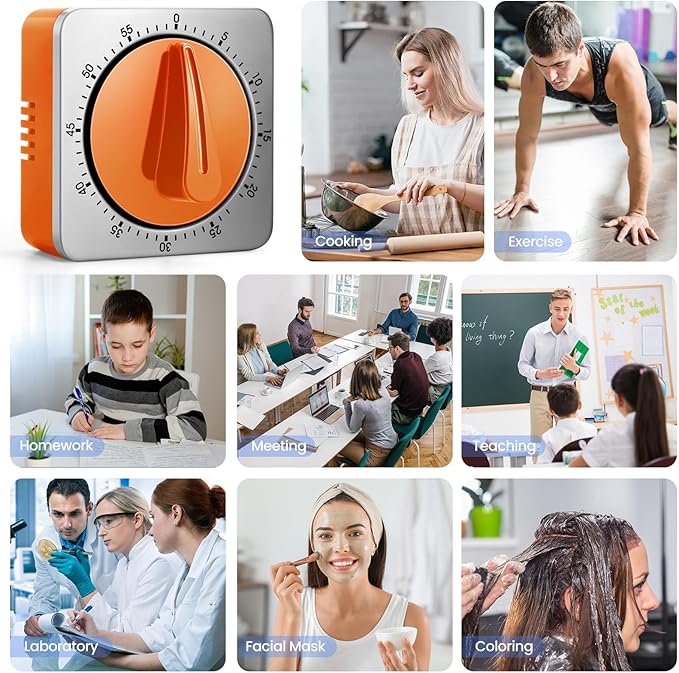 Orange Kitchen Timers for Cooking, Chef Cooking Timer Clock - Image 9