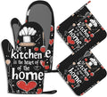 Funny Oven Mitts and Pot Holders Sets of 4 The Kitchen is The Heart of The Home by BIGXIUKA