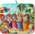 Lovely Cat Dish Drying Mat for Kitchen Counter Holiday Beach Absorbent Coffee by Giwawa