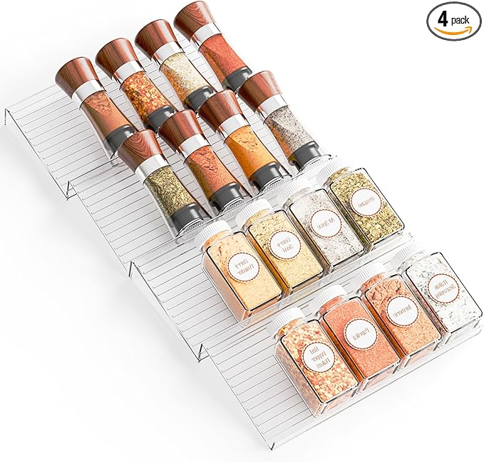 Yieach 4 Pack Adjustable Narrow In Drawer Spice Organizer by Yieach