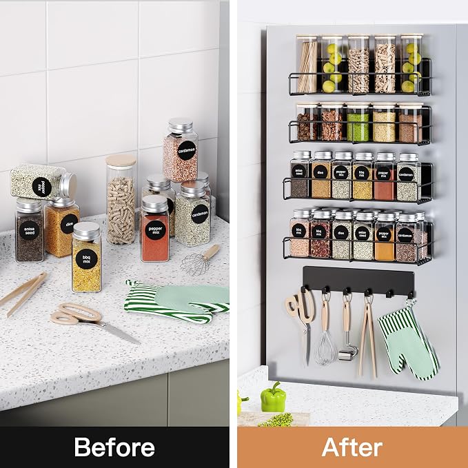 Mystozer 5 Pack Moveable Magnetic Spice Rack Organizer - Image 5