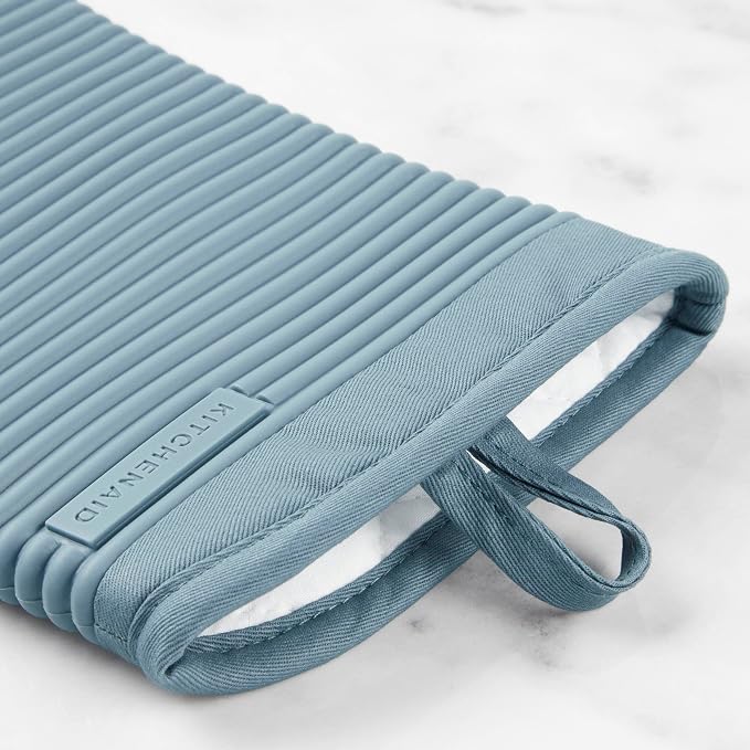 KITCHENAID Ribbed Soft Silicone Oven Mitt 2-Pack Set, Fog Blue - Image 5