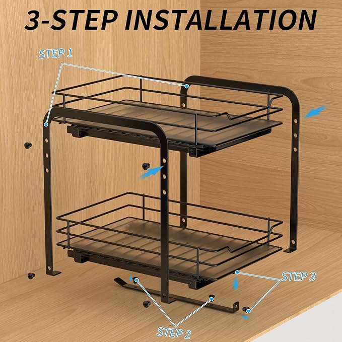 BOIVSHI 2-Tier Spice Rack, Pull Out Spice Racks Organizer - Image 5