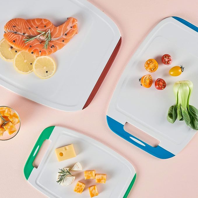 Neoflam Microban Antimicrobial Plastic Cutting Board 3 Sets, BPA Free, Non-Slip - Image 7