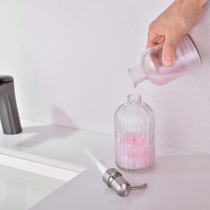 Glass Soap Dispensers for Kitchen and Bathroom, 16oz Heavey Glass Bottle - Image 3
