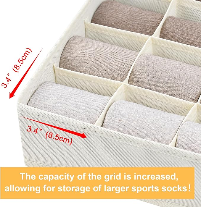 Joyoldelf Sock Drawer Organizer Divider Underwear Organizer 16-cell Fabric - Image 4