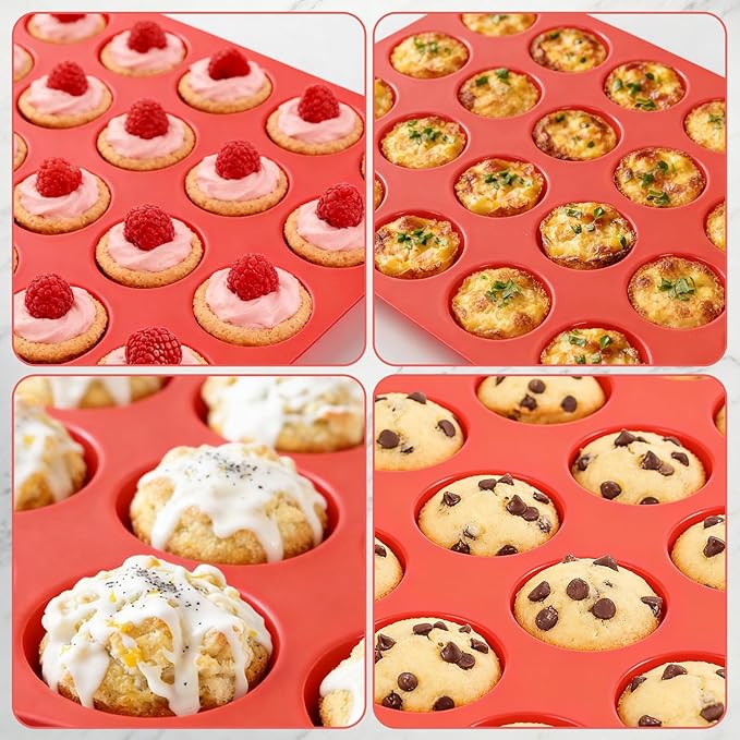 CAKETIME Silicone Muffin Pan Mini 24 Cups Cupcake Pan, Nonstick Food Grade - Image 7