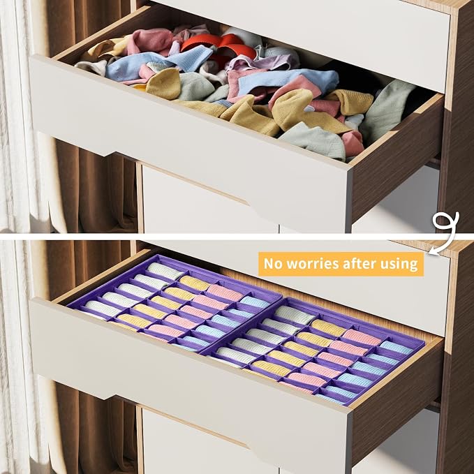 Joyoldelf Sock Drawer Organizer Divider 2 Packs Underwear Organizer, 24 Cell - Image 7