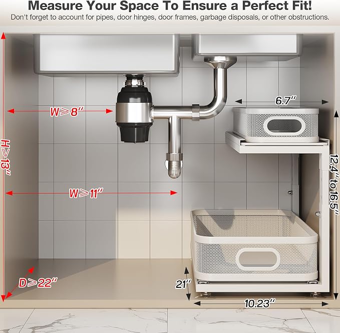 2 Pack 21IN-Depth Under Sink Organizer - Image 2
