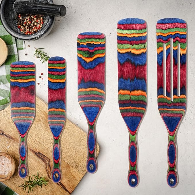 Spurtle Set, Wooden Utensils for Cooking, Kitchen Utensils Set, Pakkawood - Image 6