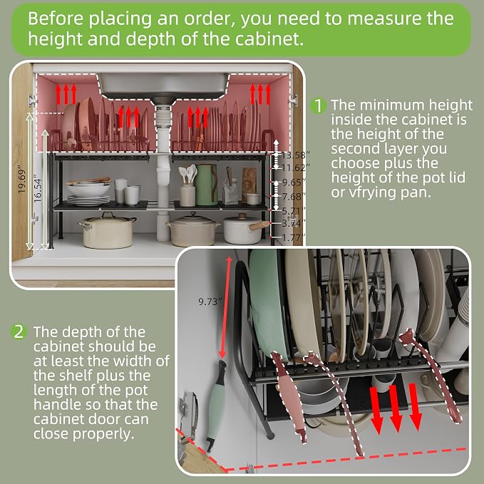 NETEL Adjustable Under Sink Organizers and Storage, Pots and Pans Organizer - Image 6