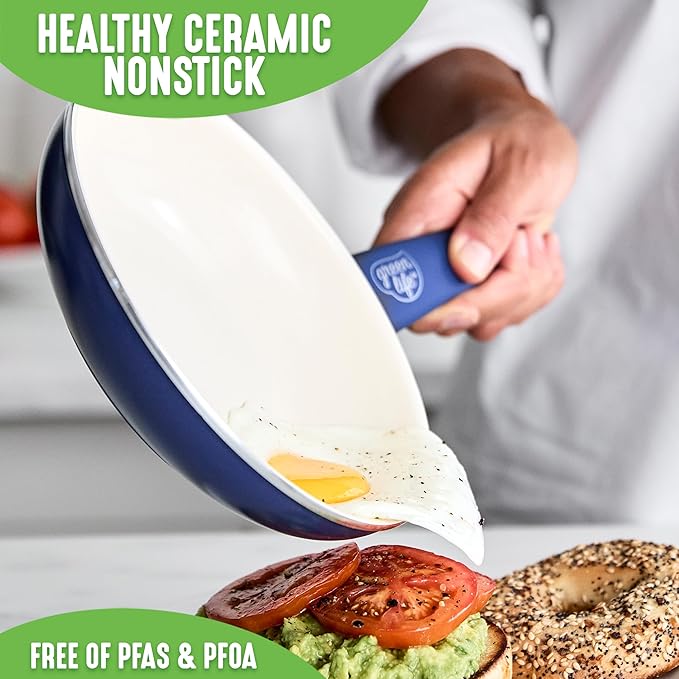 GreenLife Non Stick Fry Pan Set, Non-Toxic PFAS-Free Ceramic Skillets, - Image 2