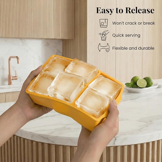 KitchFort Large Silicone Ice Cube Tray, Easy Release 2" Big Ice Cubes - Image 3