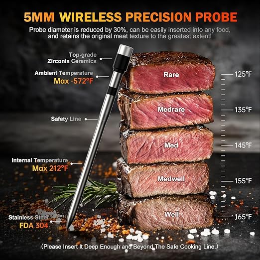 Meat Thermometer Wireless with 2 Probes, 800FT Bluetooth Digital Thermometer - Image 4