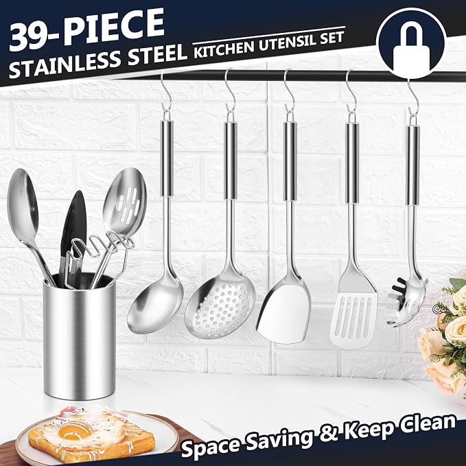 E-far Stainless Steel Kitchen Utensils Set, 39-Piece Cooking Utensils Set - Image 6