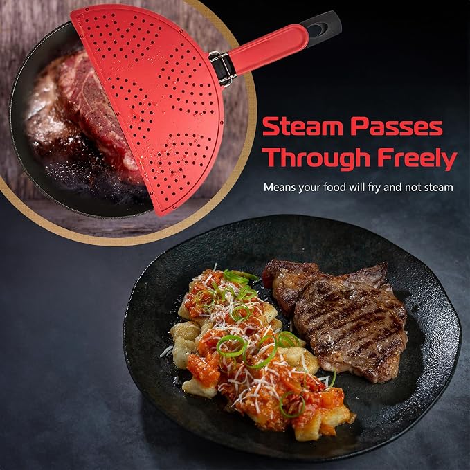 Foldable Splatter Screen for Frying Pan Grease Strainer Guard Silicone Splatter - Image 4