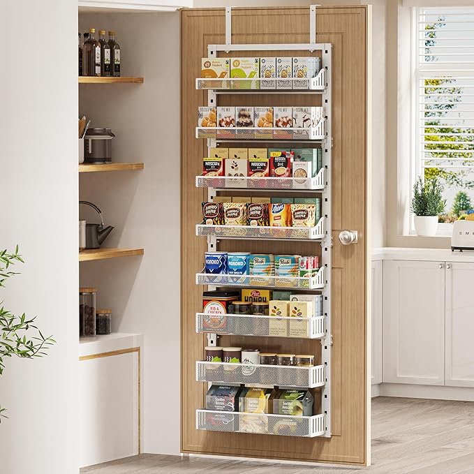 POKIPO Over the Door Pantry Organizer 8-Tier, Large Metal Door Spice Rack - Image 2