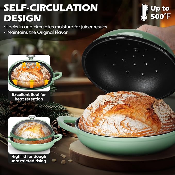 Bread Dutch Oven for Sourdough Baking, Joyfair Enameled Cast Iron Dutch Oven Pot - Image 3