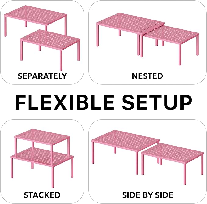 Simple Houseware Expandable Stackable Kitchen Counter Shelf Organizer, Metal Top - Image 6