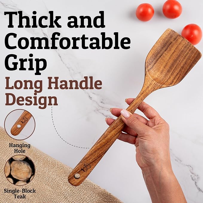 PriorityChef Premium Teak Flat Wooden Spatula - Image 3