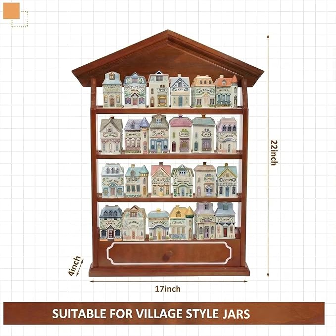 Chunful Vintage Spice Jar Wooden Rack - Image 4