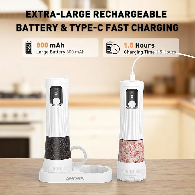 Electric Salt and Pepper Grinder Set, Upgrade 2-Speed Setting, External 5 - Image 5