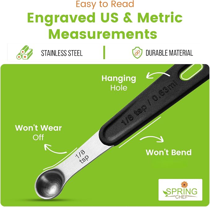 Spring Chef Stainless Steel Magnetic Measuring Spoons Set of 8 - Image 4
